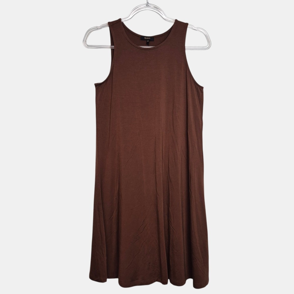 Quince Tencel Lyocell Sleeveless Swing Dress Brown Medium SHWDC01‎